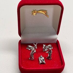 Silver and Gold Nativity Scene Jewelry Set